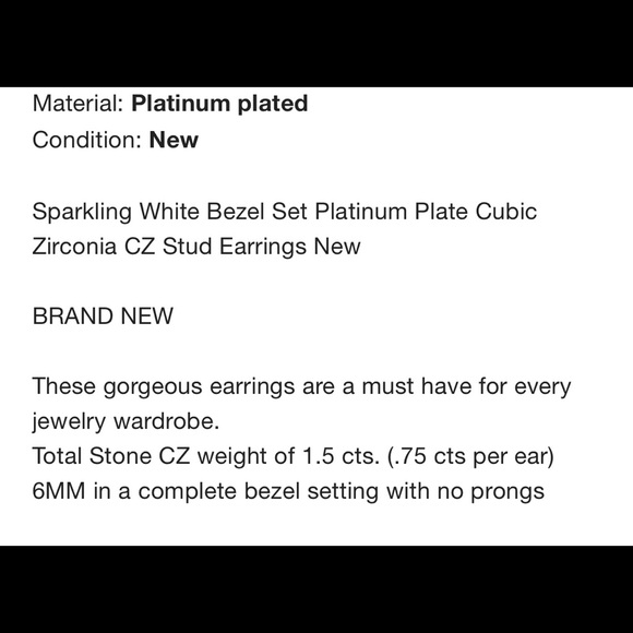 New Platinum Plated Cubic Zirconia Stud Earrings - Picture 4 of 7